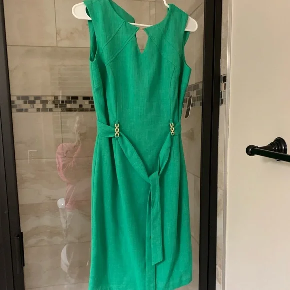 Ellen Tracy Dresses | Ellen Tracy Green Dress with Belted Sash Nwt Size 2 | Color: Green | Size: 2 | Thisistheday27's Closet